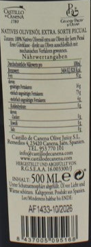 Castillo de Canena Aceite de Oliva virgen extra Natives Olivenöl 50cl