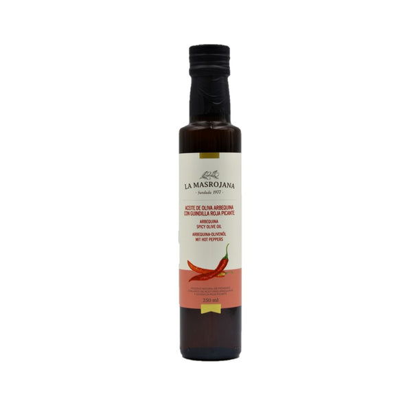 La Masrojana Arbequina-Olivenöl mit Chilischoten 0,25l