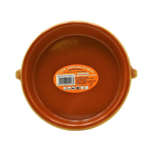 CTB ceramics Cazuela Tonschale gelb mit aufgesetzten Griffen 17cm Durchmesser
