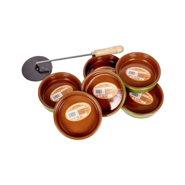 Conjunto Crema Catalana Küchenset grün 6 cazuelas