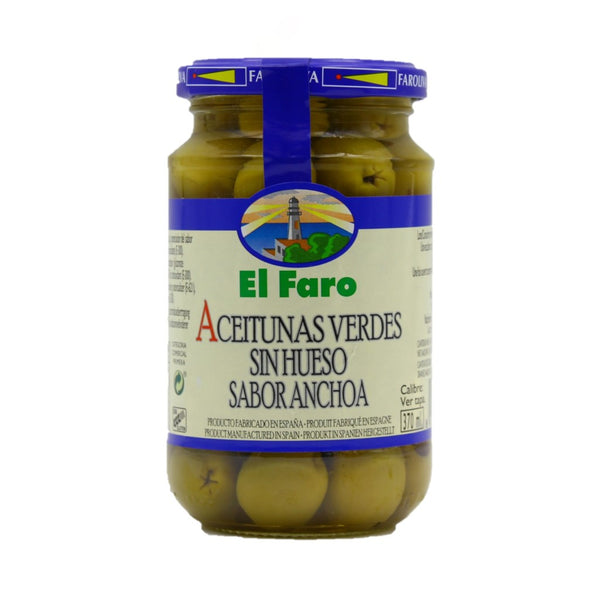 El Faro Manzanilla Oliven ohne Kern mit Sardellengeschmack 160g