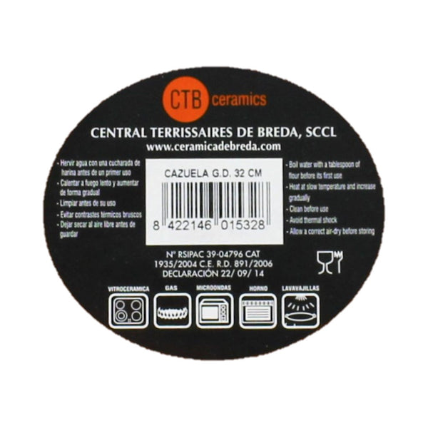 CTB ceramics Cazuela Tonschale 32cm Durchmesser