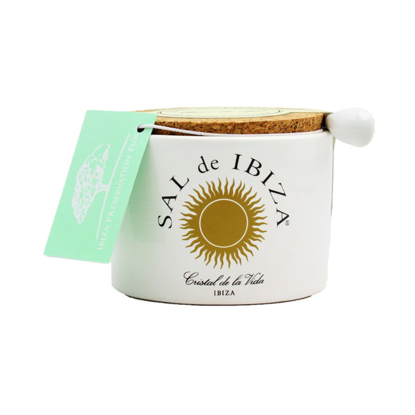 Sal de Ibiza Fleur de Sel Isla Blanca im Steintopf 140g