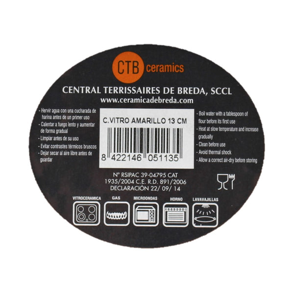 CTB Ceramics Tonschale/Cazuela/Tapas Schale/Spanisches Geschirr gelb 13cm Durchmesser