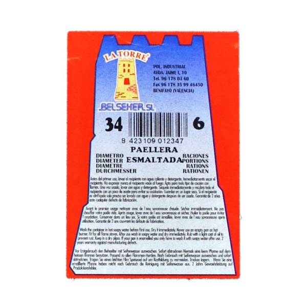 La Torre Paellapfanne Stahl emaliert 6 Portionen 34cm Durchmesser