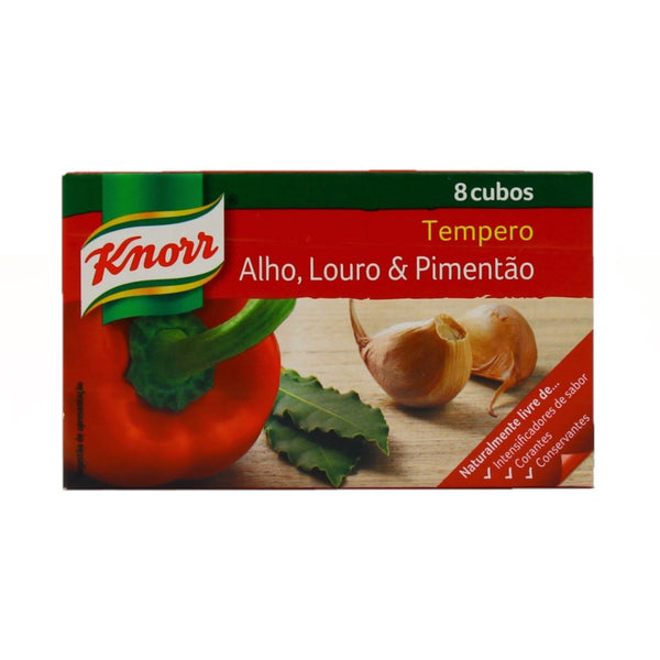 Knorr Tempero Alho, Louro & Pimentao Cubitos de caldo Laurel, Pimienta y Ajo 72g