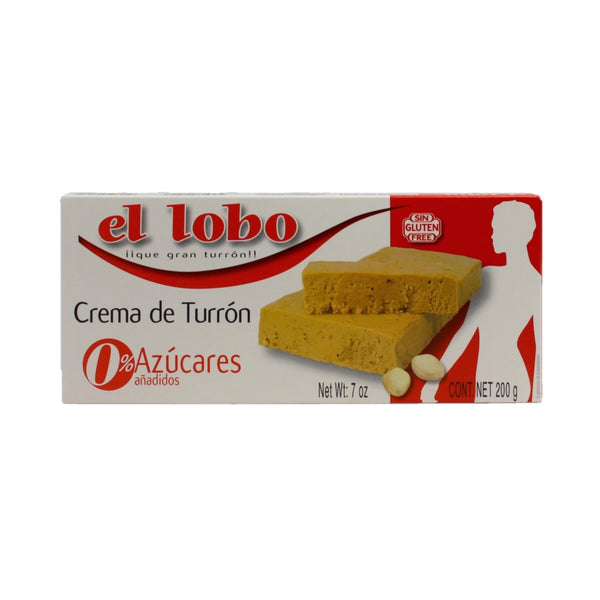 El Lobo Crema de Turron 0% Azúcares weiche Mandelnougattafel ohne Zuckerzusätze 200g