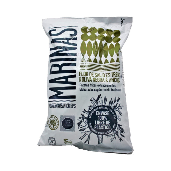 Marinas Mediterranean Crisps Flor de Sal D´es Trenc Oliva Negra & Anchoa Oliven- und Sardellengeschmack 150g