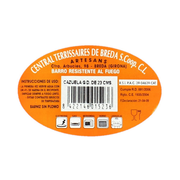CTB ceramics Cazuela Tonschale mit Griffen 23cm Durchmesser