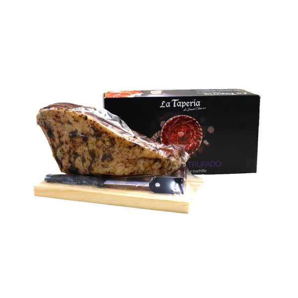La Taperia Mini Jamon Reserva Trufado Mini Schinken getrüffelt mit Messer und Ständer 950g***MHD 05/2024***