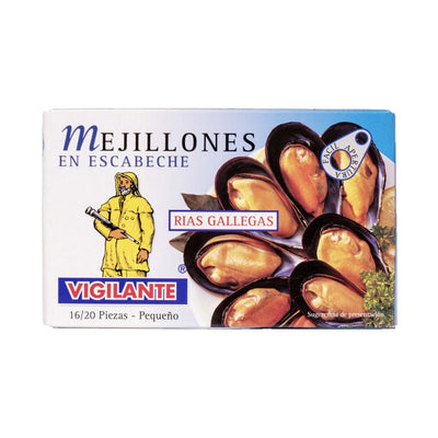 Vigilante Mejillones en escabeche Pfahlmuscheln in Marinade klein 16/20 Stück 70g***MHD 01/2025***