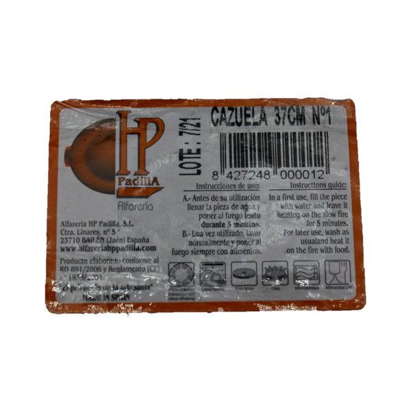 Alfarería: cuenco de barro/cazuela/fuente para tapas/vajilla española de cerámica de 37 cm de diámetro