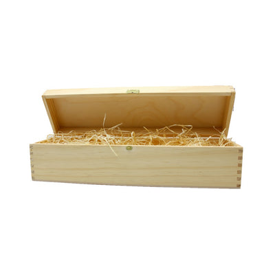 Holzkiste für eine Flasche mit Klappdeckel inkl. Holzwolle