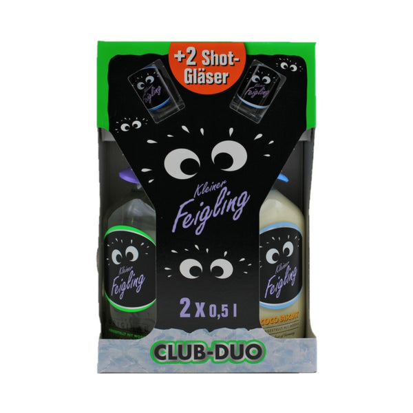 Kleiner Feigling Original + Coco Biscuit inkl. 2 Shot Gläser 2 x 0,5l –  Spaniens Delikatessen