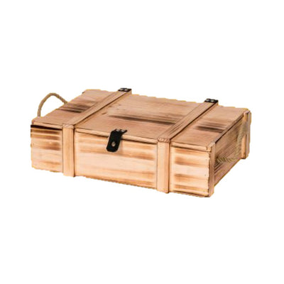 Holzkiste geflammt für Zwei Flaschen inkl. Holzwolle