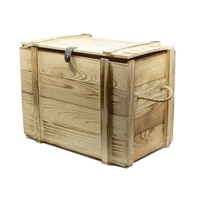 Holzkiste geflammt für 12 Flaschen inkl. Holzwolle