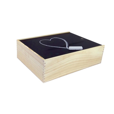 Holzkiste, Präsentkassette mit Tafel und Kreide für 3 Flaschen